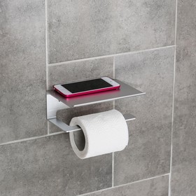 Держатель для туалетной бумаги с полочкой 6,5×16×11,5 см, алюминий