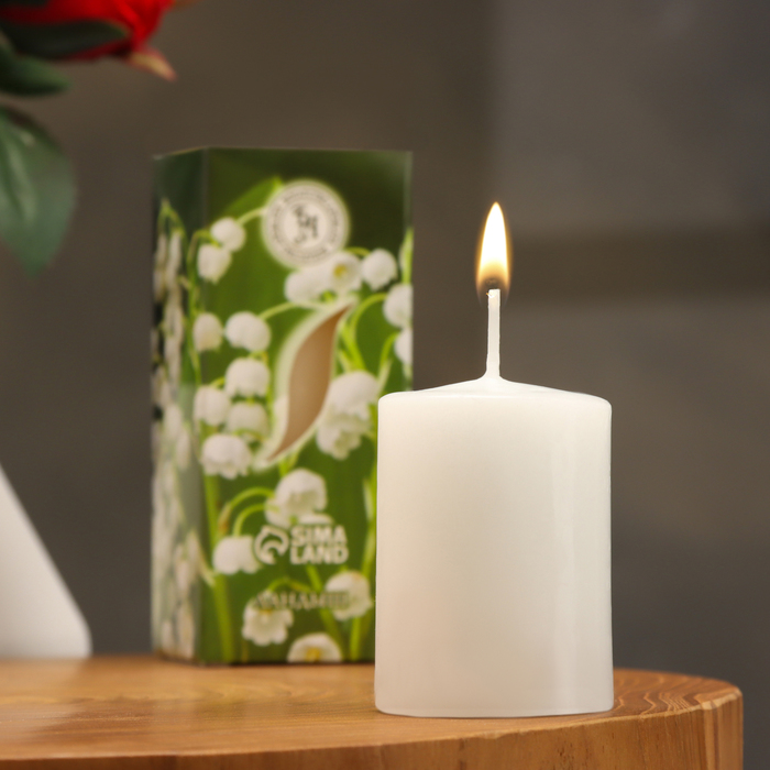 свеча ароматическая пряное яблоко 4×6 см в коробке Свеча ароматическая Ландыш, 4×6 см, в коробке