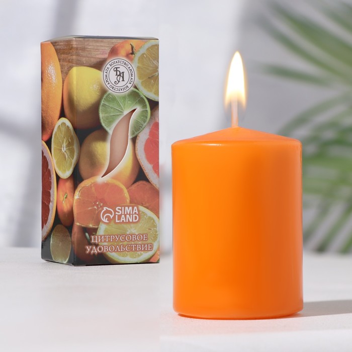 свеча ароматическая пряное яблоко 4×6 см в коробке Свеча ароматическая Цитрусовое удовольствие, 4×6 см, в коробке