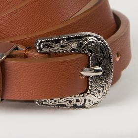 

Ремень женский, ширина 1,5 см, пряжка металл, цвет рыжий