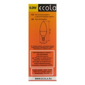 

Лампа светодиодная Ecola "свеча", 6 Вт, Е14, 2700 К, 220 В, 101х37 мм