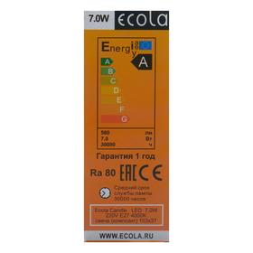 

Лампа светодиодная Ecola "свеча", 7 Вт, Е27, 4000 К, 220 В, 103х37 мм
