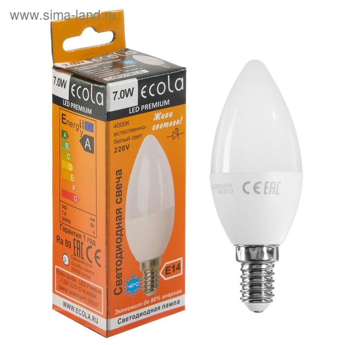 фото Лампа светодиодная ecola premium "свеча", 7 вт, е14, 4000 к, 220 в, 105х37 мм