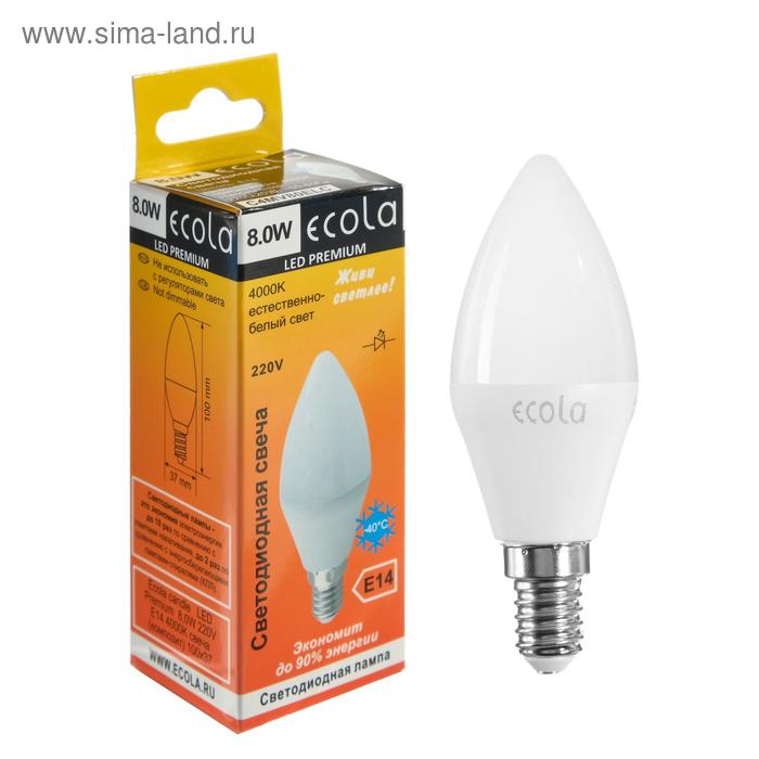 фото Лампа светодиодная ecola premium "свеча", 8 вт, е14, 4000 к, 220 в, 100х37 мм