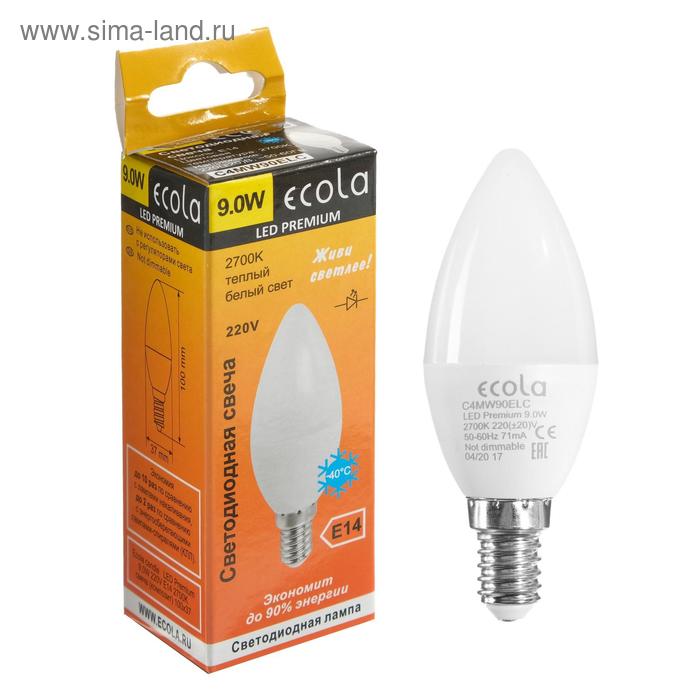 фото Лампа светодиодная ecola premium "свеча", 9 вт, е14, 2700 к, 220 в, 100х37 мм