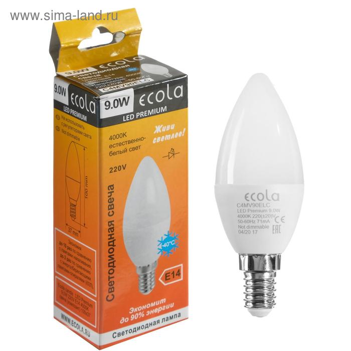 фото Лампа светодиодная ecola premium "свеча", 9 вт, е14, 4000 к, 220 в, 100х37 мм