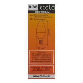 

Лампа светодиодная Ecola Premium "свеча", 9 Вт, Е14, 4000 К, 220 В, 100х37 мм