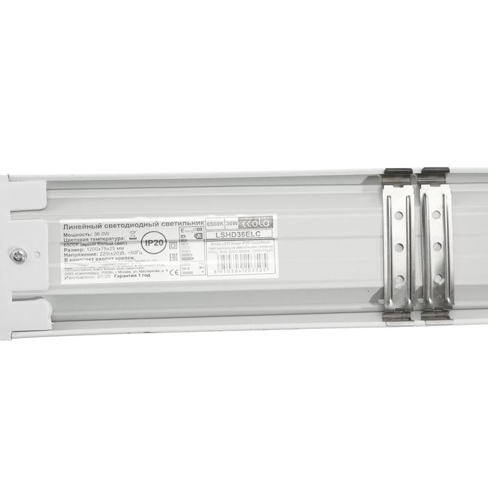 Cветильник линейный светодиодный Ecola, 36 Вт, 6500 К, 220 В, IP20, 1200х75х25 мм