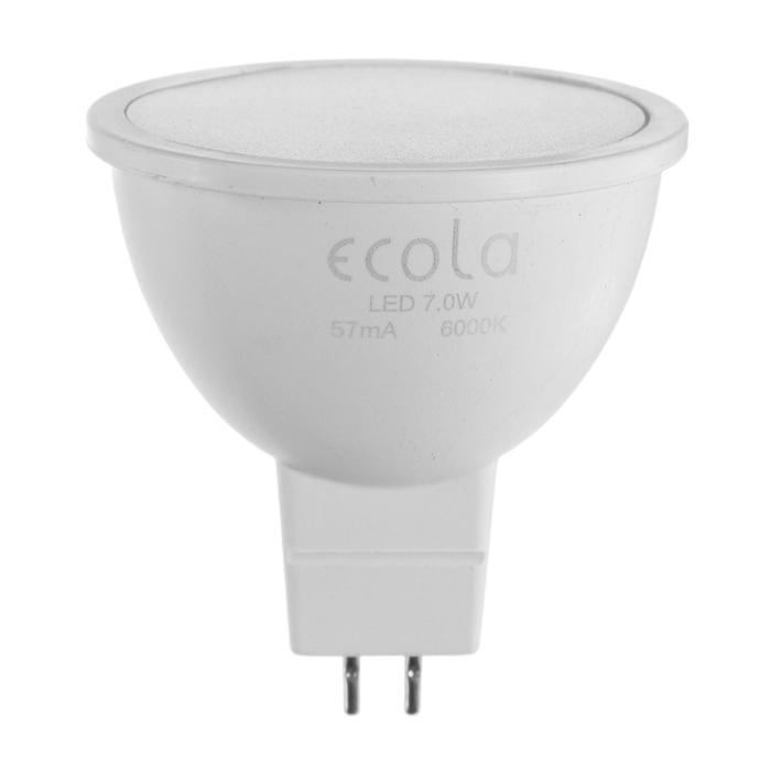 фото Лампа светодиодная ecola light mr16, 7 вт, gu5.3, 6000 к, 220 в, 48х50 мм, матовая