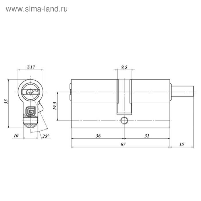 

Цилиндровый механизм с вертушком GB 67 мм, 36/31V, /128:4778/ Ni, 5 кл., цвет никель