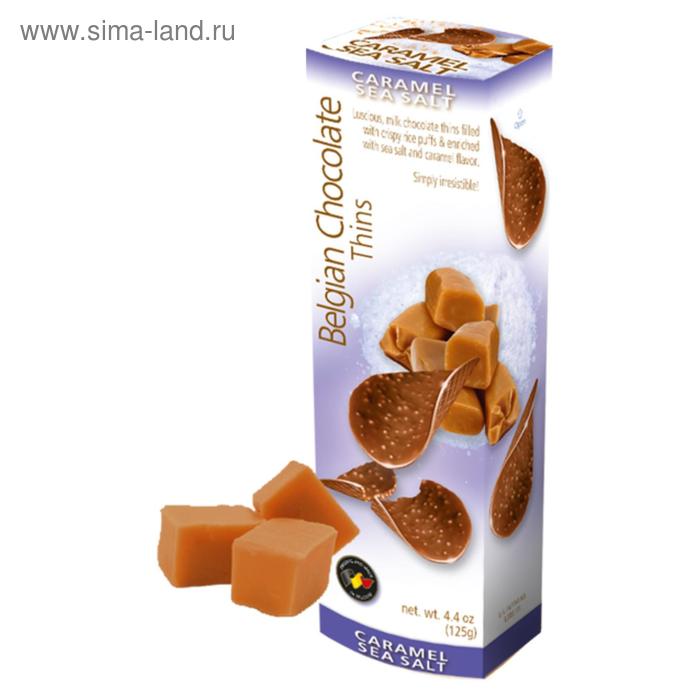 

Шоколадные чипсы Belgian Chocolate Thins Caramel Sea Salt, 80 г