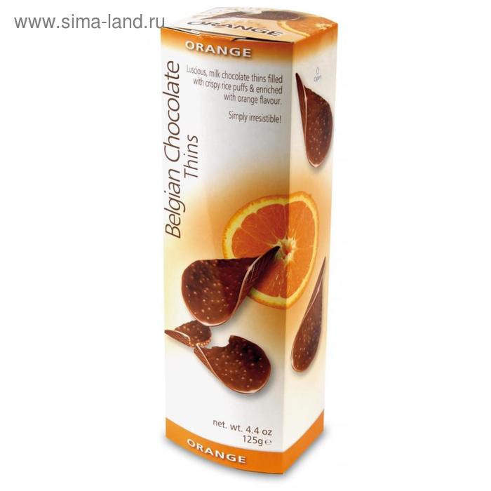 

Шоколадные чипсы Belgian Chocolate Thins Orange, 125 г