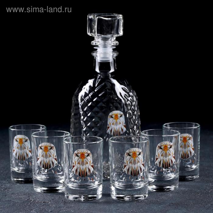 фото Набор питьевой animals gidglass «орёл», 7 предметов: графин 500 мл, стопка 50 мл 6 шт, в чемоданчике