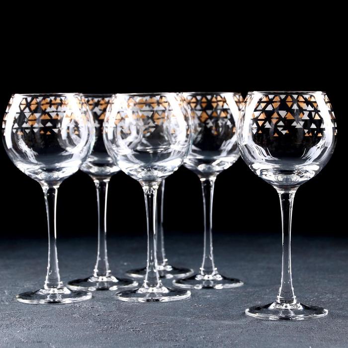 фото Набор бокалов для вина «абстракция золото-серебро», 280 мл, 6 шт, в подарочной упаковке gidglass