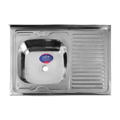 Мойка кухонная MIXLINE 527970, накладная, толщина 0-4 мм, 80х60х16 см, левая, выпуск 1 1/2