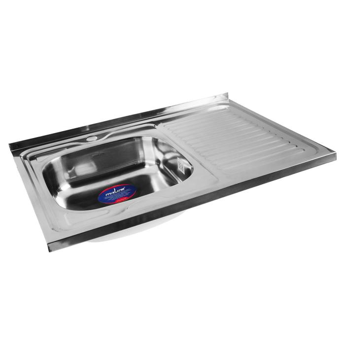 Мойка кухонная MIXLINE 527970, накладная, толщина 0.4 мм, 80х60х16 см, левая, выпуск 1 1/2"