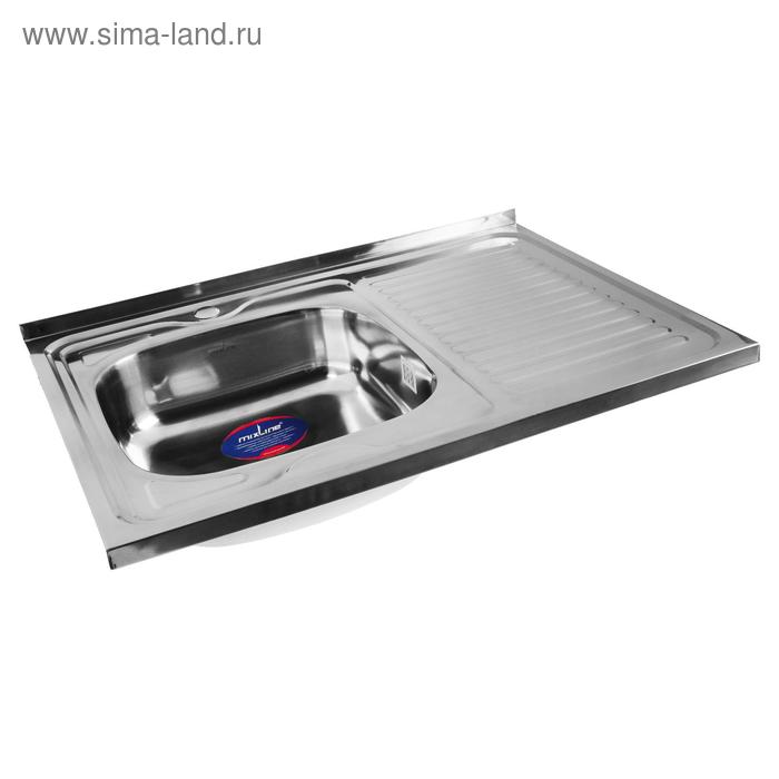 Мойка кухонная MIXLINE 527970, накладная, толщина 0.4 мм, 80х60х16 см, левая, выпуск 1 1/2