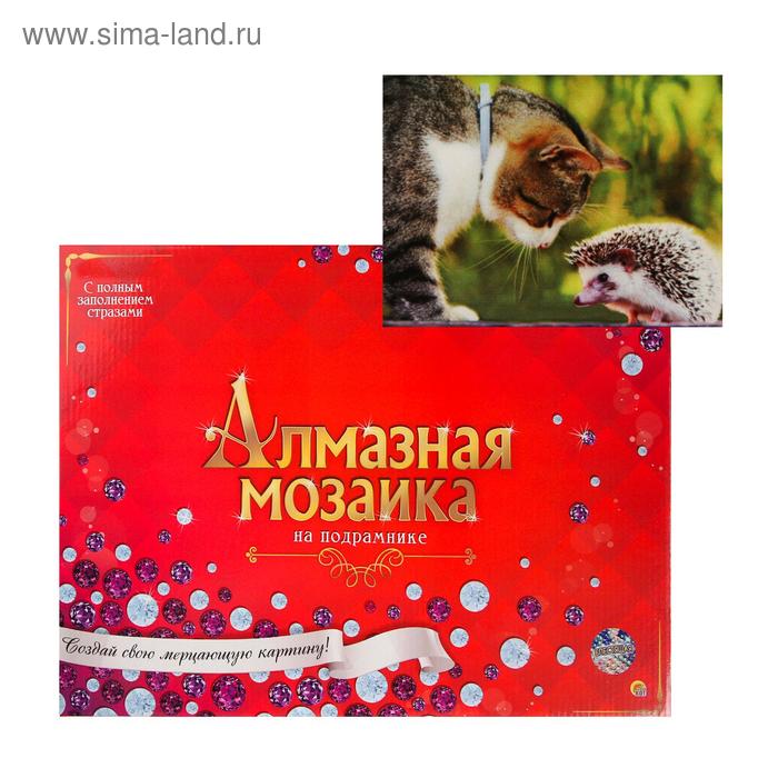 

Алмазная мозаика 30х40см, c подрамником, с полным заполнением, 33 цвета «Котик и ёжик»