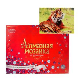 

Алмазная мозаика 30х40 см, с подрамником, с полным заполнением «Спокойный тигр на траве»