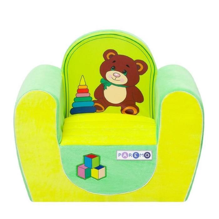 фото Игрушечное кресло медвежонок, цвет жёлтый/салатовый paremo