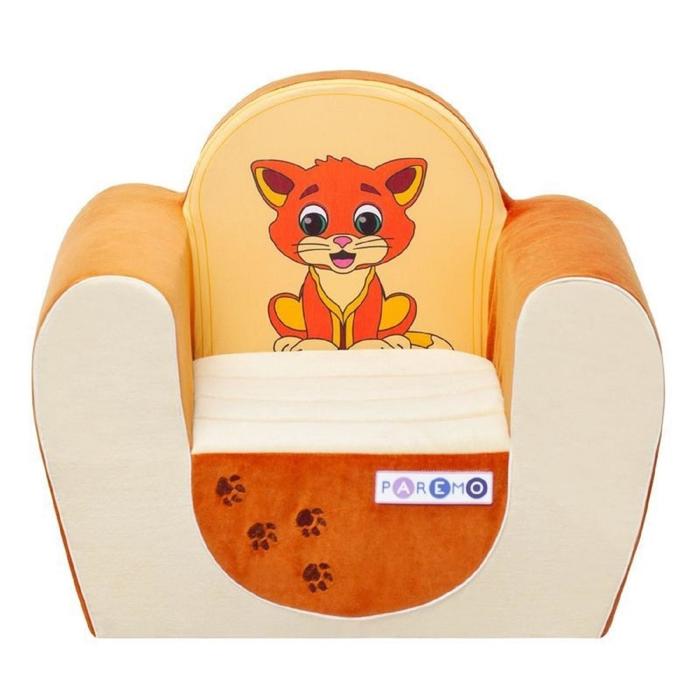 фото Мягкое игрушечное кресло «котенок», цвет бежевый/оранжевый paremo