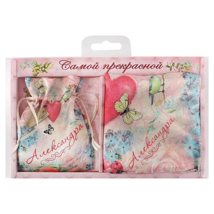 Подарочный именной набор "Александра" (зеркало, платок)