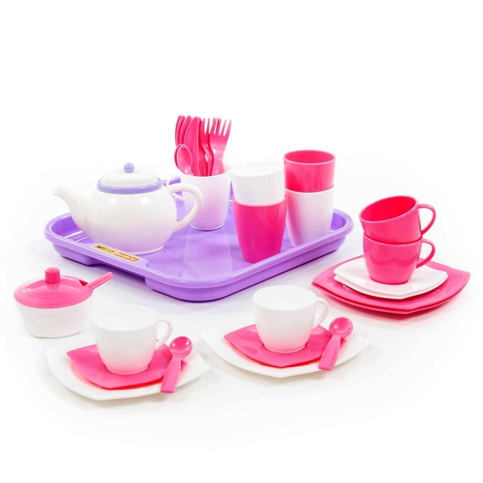 Набор детской посуды «Алиса», с подносом на 4 персоны, 35 элементов набор детской посуды алиса с подносом на 4 персоны 35 элементов