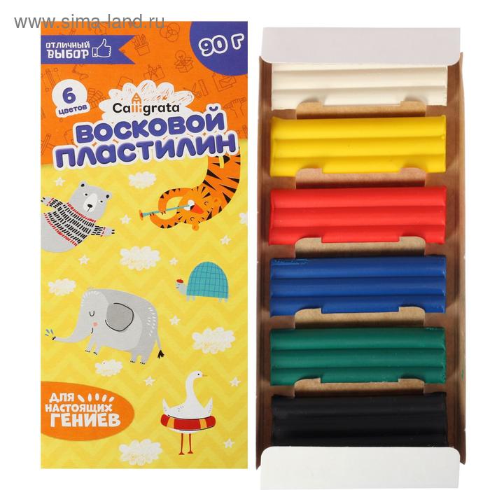 Пластилин мягкий (восковой) Calligrata, 6 цветов, 90 г пластилин globus детский 6 цветов 90 г мягкий