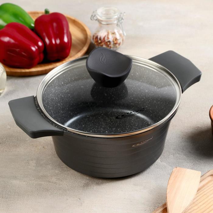 

Кастрюля «Графит», 2,3 л, d=20 см, стеклянная крышка, антипригарное покрытие