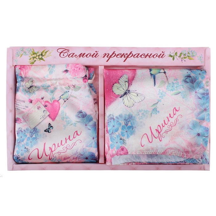 Подарочный именной набор "Ирина" (зеркало, платок)