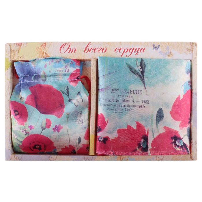 Подарочный набор "Красные маки" (зеркало, платок)