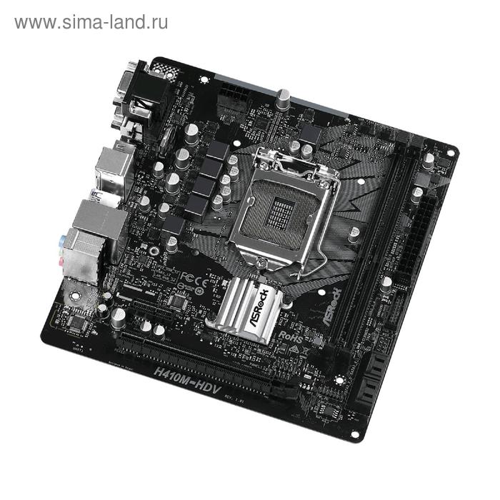 фото Материнская плата asrock h410m-hdv, lga1200, h410, 2xddr4, vga, dvi, hdmi, matx