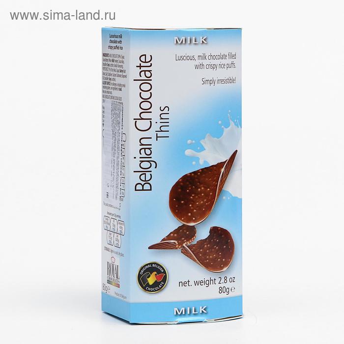 

Шоколадные чипсы Belgian Chocolate Thins Milk, 80 г