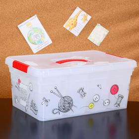 

Контейнер-органайзер с крышкой FunBox «Хобби Handmade», 10 л, 37,5×25,5×16 см, 12 вставок S + 2 лотка S, цвет прозрачный