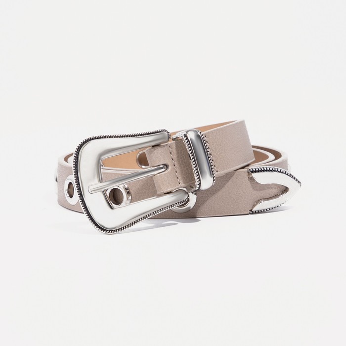 

Ремень женский, ширина - 2,3 см, пряжка металл, люверсы, цвет светло-коричневый