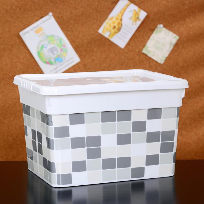 Контейнер для хранения с крышкой FunBox «Deco. Плитка», 5 л, 24,6×19,6×15,4 см, цвет белый