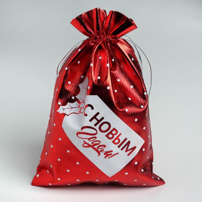 Мешочек подарочный парча «Новогодний подарок», 16 х 24 см +/- 1.5 см мешочек сумка новогодний подарочный кролик мадиночка