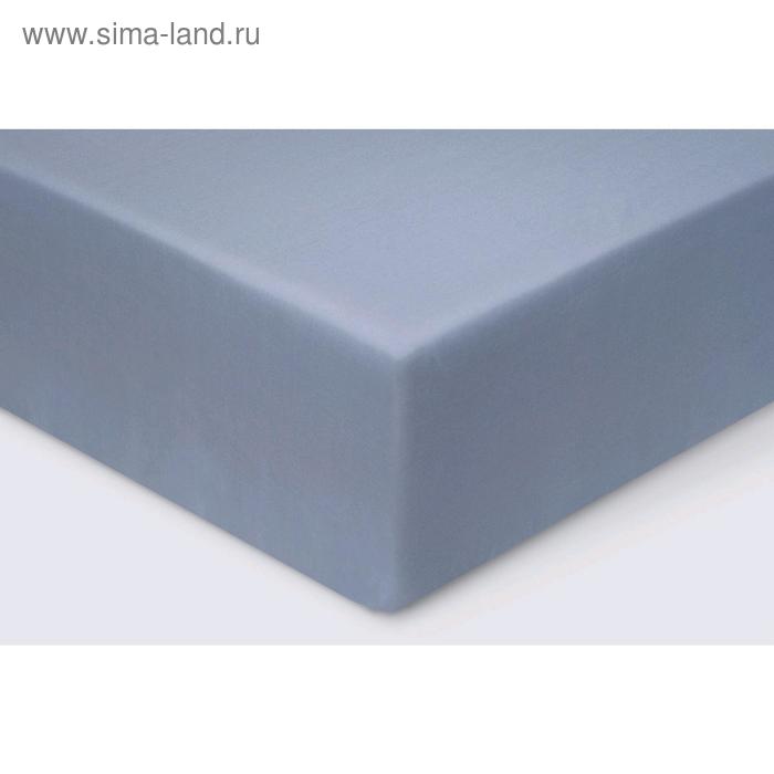 фото Простыня на резинке, размер 160 × 200 × 23 см, сатин, цвет серо - голубой ecotex