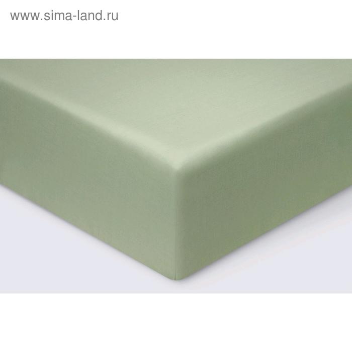 фото Простыня на резинке, размер 180 × 200 × 23 см, сатин, цвет салатовый ecotex