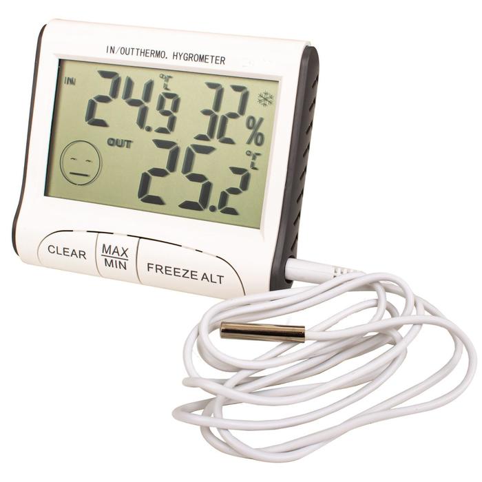 Термогигрометр, цифровой, с выносным датчиком термометр гигрометр цифровой homestar hs 0109 с выносным датчиком