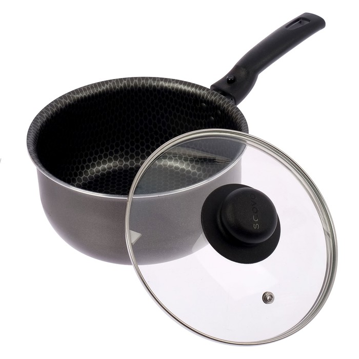 Ковш 1,5 л "Дискавери", 18 см, стеклянная крышка, съемная ручка