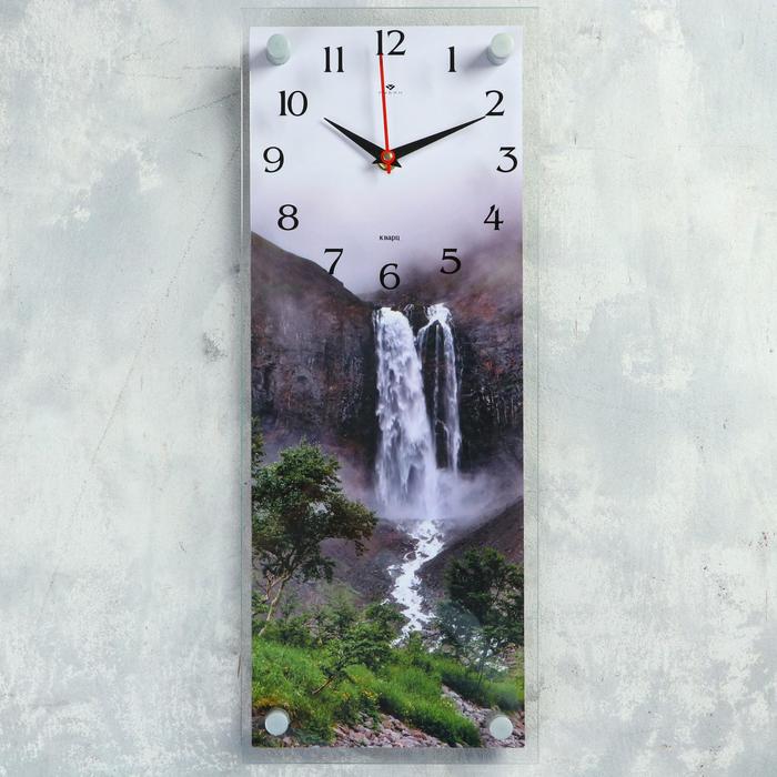 Часы настенные, серия Природа, "Водопад в горах", плавный ход, 50 х 20 см