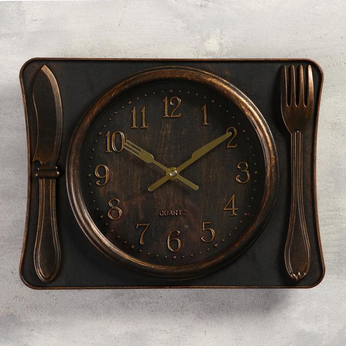фото Часы настенные, серия: кухня, "приборы", плавный ход, 3 аа, 30х24 см