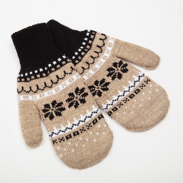 фото Варежки женские, цвет бежевый, размер 18 рукавичка-варежка