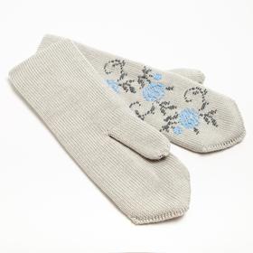 

Варежки женские, цвет светло- серый, размер 18