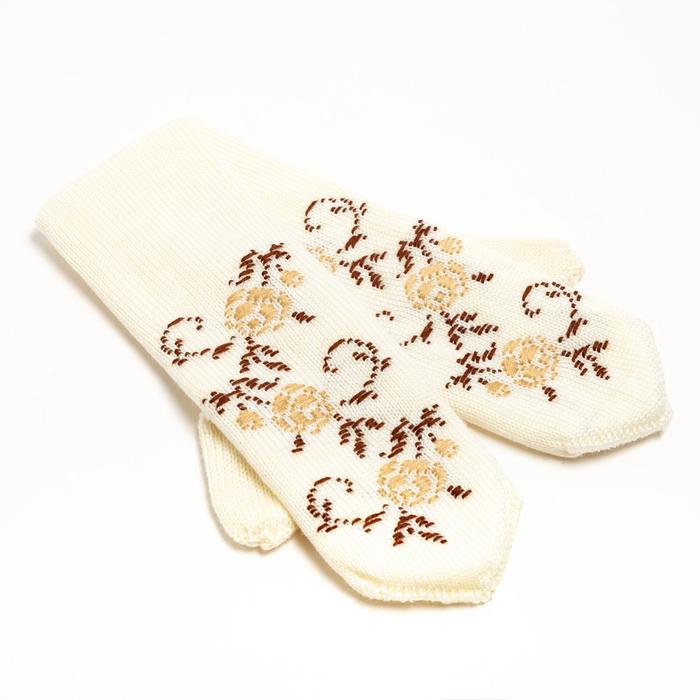 фото Варежки женские, цвет белый, размер 18 рукавичка-варежка