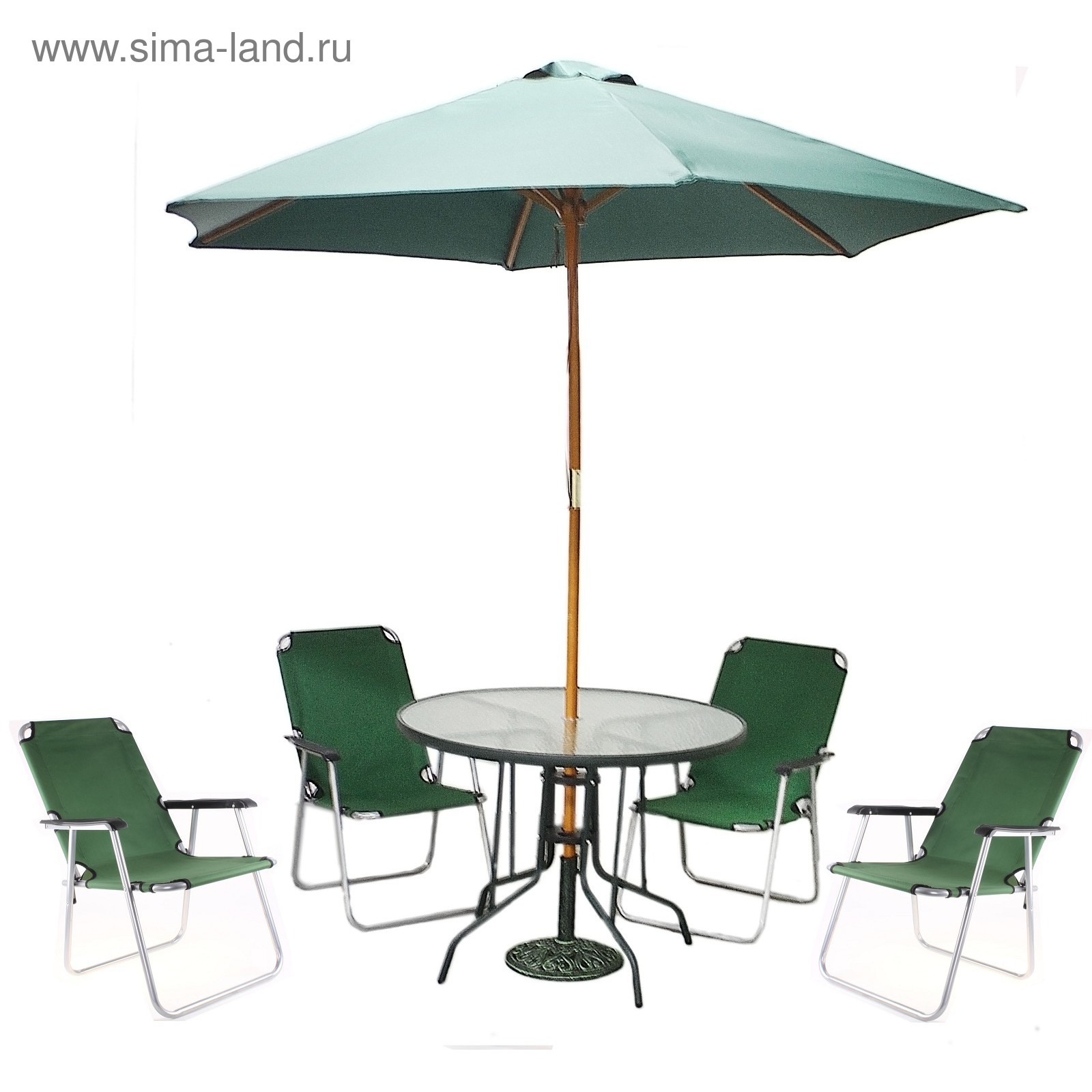 Комплект мебели Диорит XXI ccs1007 (зонт, стол, 2 стула), зелeный