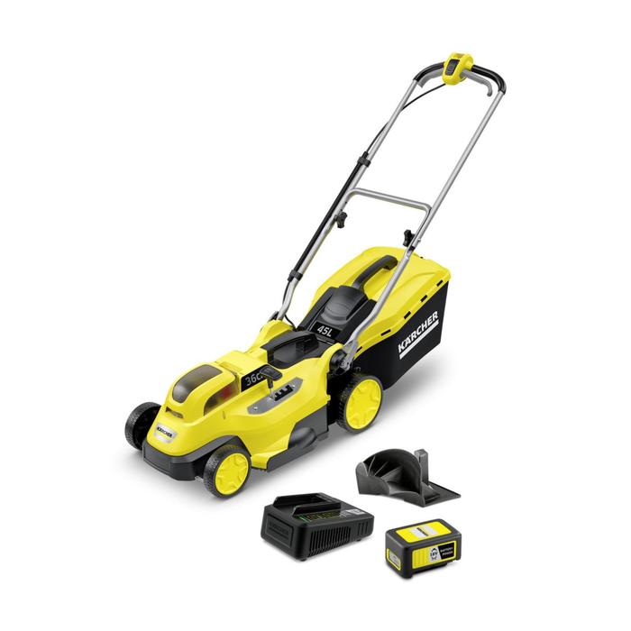 Аккумуляторная газонокосилка Karcher LMO 18-36 Battery Set, 18 В, 45 л, 30-70 мм, 5 Ач