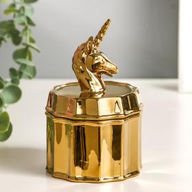 

Шкатулка керамика "Золотой единорог" 12,5х8х8 см