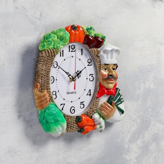 Часы настенные, серия: Кухня, "Овощи", плавный ход, 27 х 34 см, d=17 см